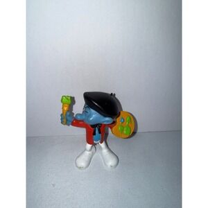 Vintage Schleich Peyo Smurf Painter Figurine Red Jacket Beret Palette 20412